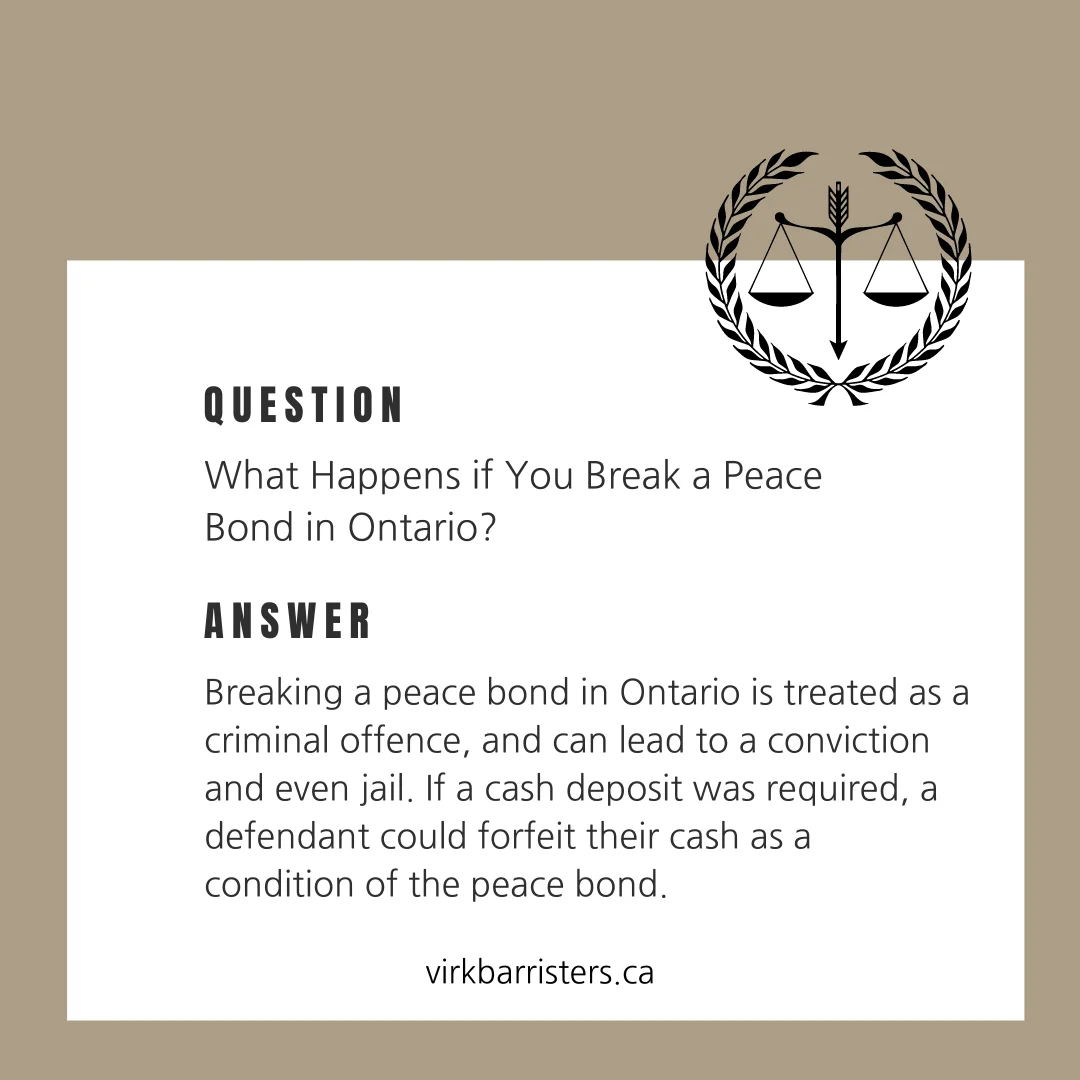 An answer post explaining what happens if you break a peace bond in Ontario